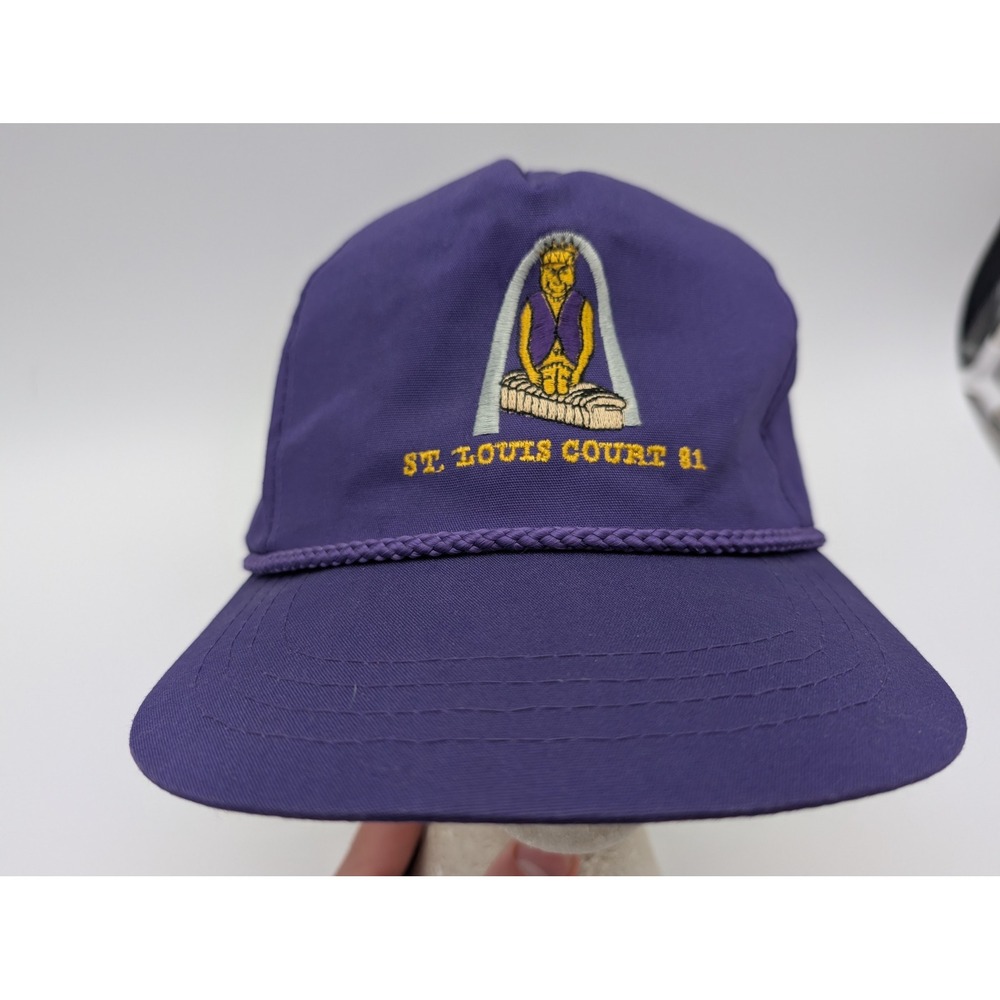 Vintage Yupoong St Louis Court 81 Purple Rope Hat Leather Strapback Cap